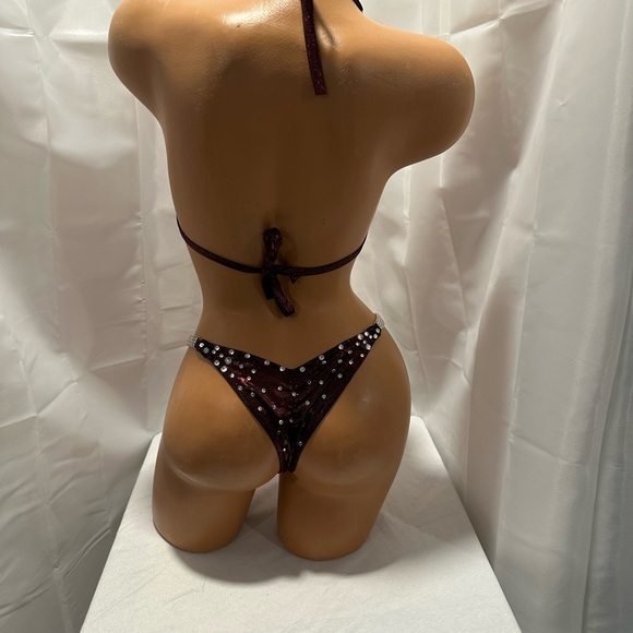 Red/Black competition bikini posing suit new pro-cut  handmade cup size 36B - Picture 5 of 5